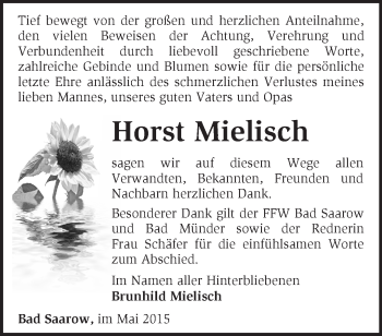 Traueranzeige von Horst Mielisch von Märkische Oderzeitung