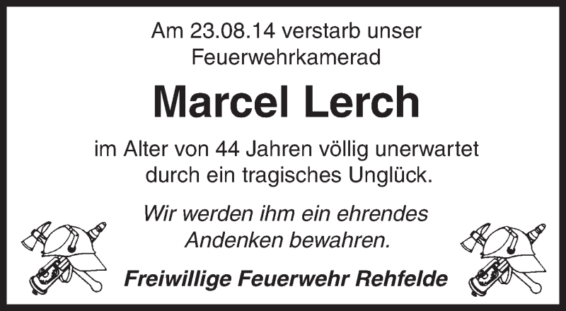  Traueranzeige für Marcel Lerch vom 30.08.2014 aus Märkische Oderzeitung