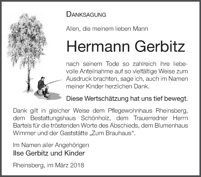 Traueranzeigen Von Hermann Gerbitz M Rkische Onlinezeitung Trauerportal