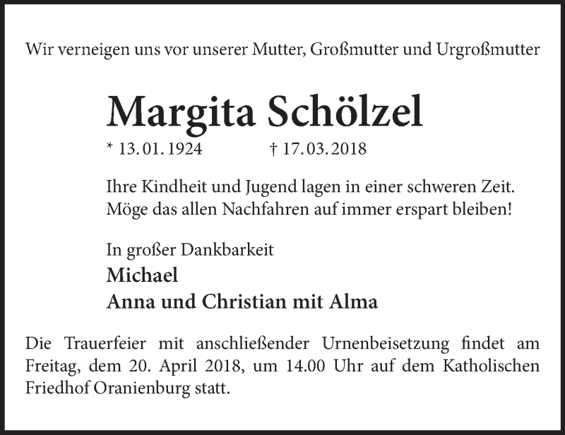 Traueranzeigen Von Margita Sch Lzel M Rkische Onlinezeitung Trauerportal