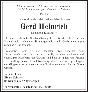 Traueranzeigen Von Gerd Heinrich M Rkische Onlinezeitung Trauerportal