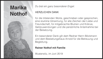 Traueranzeige von Marika Nothof von Märkische Oderzeitung