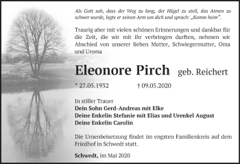 Traueranzeige von Eleonore Pirch von Märkische Oderzeitung