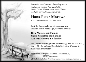Traueranzeige von Hans-Peter Morawe von Märkische Oderzeitung