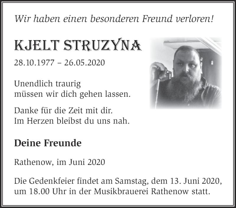 Traueranzeigen von Andreas Struzyna Märkische Onlinezeitung Trauerportal