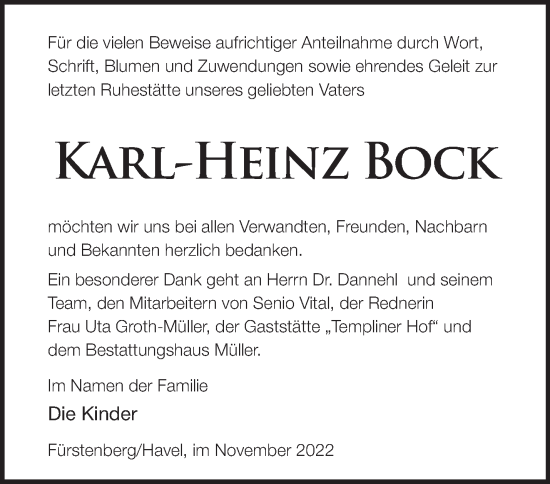 Traueranzeigen Von Karl Heinz Bock M Rkische Onlinezeitung Trauerportal