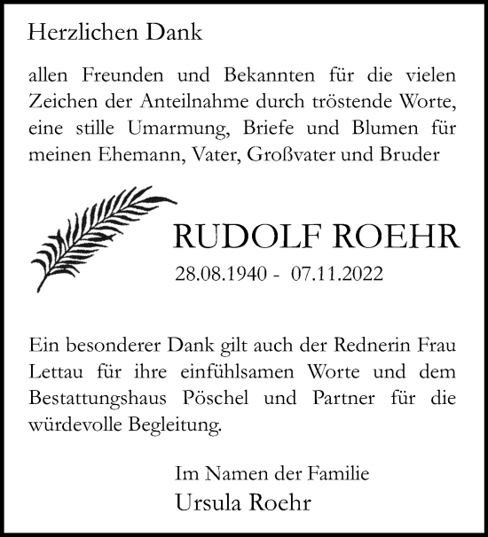 Traueranzeigen von Rudolf Roeht Märkische Onlinezeitung Trauerportal