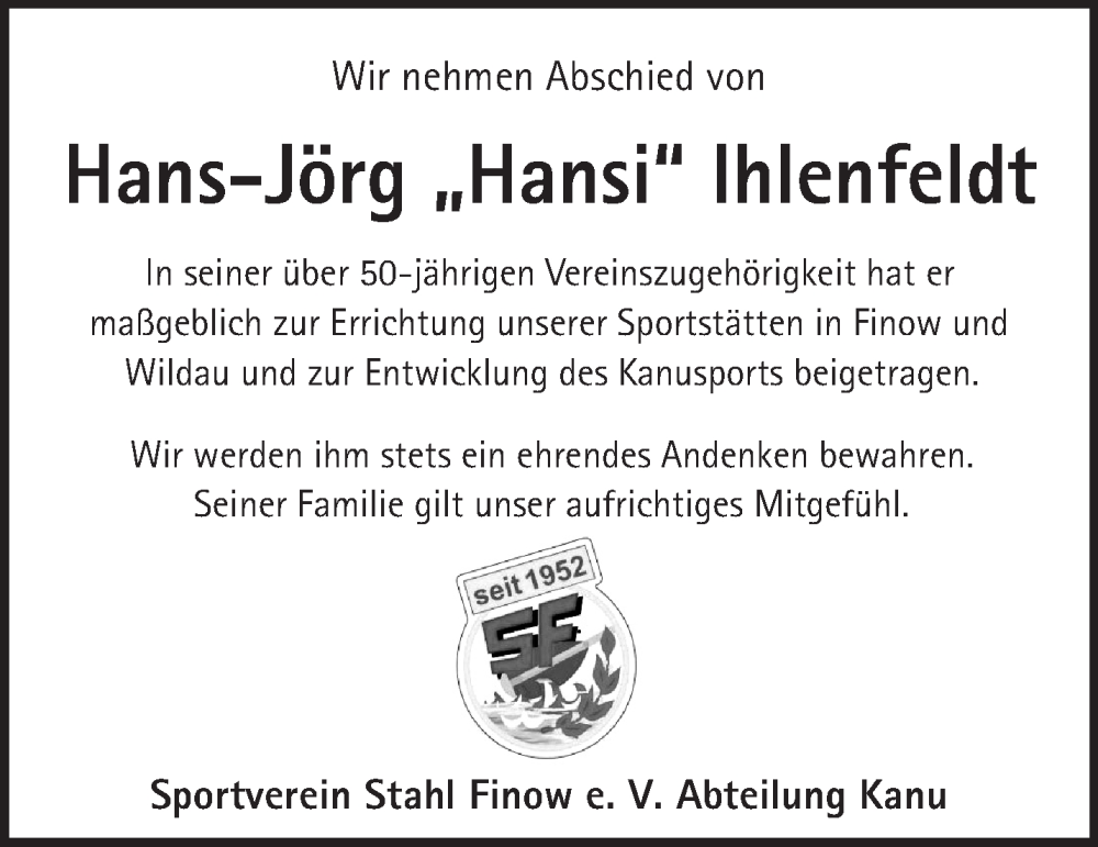 Traueranzeigen Von Hans J Rg Ihlenfeldt M Rkische Onlinezeitung