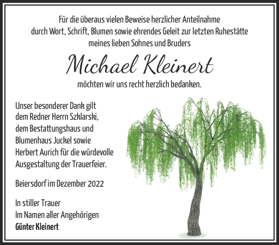 Traueranzeigen Von Michael Kleinert M Rkische Onlinezeitung Trauerportal