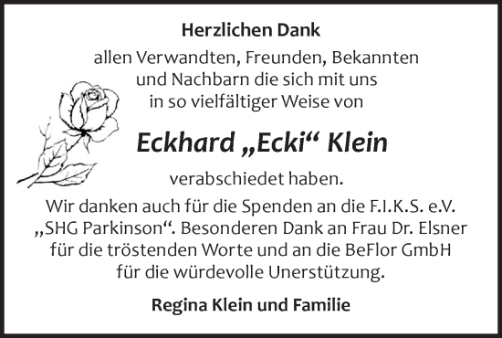Traueranzeige von Eckhard  Klein von Märkische Oderzeitung