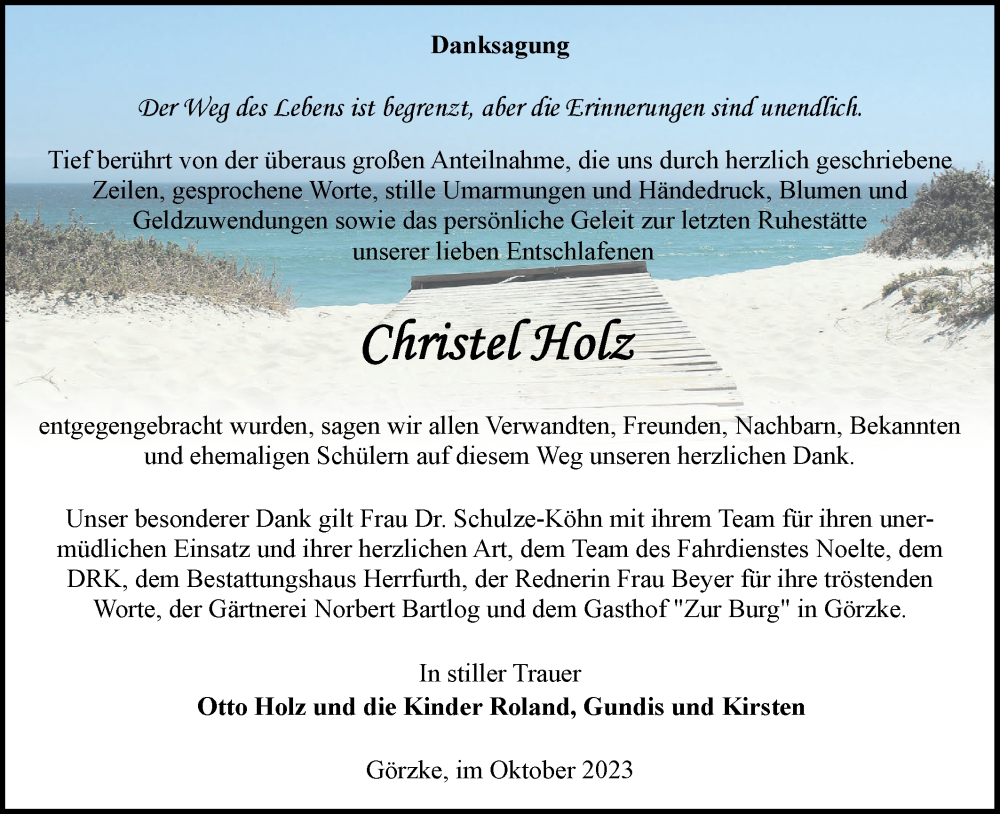 Traueranzeigen Von Christel Holz M Rkische Onlinezeitung Trauerportal