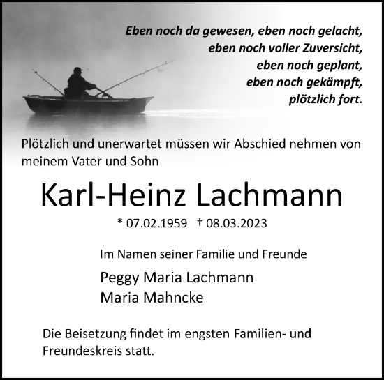 Traueranzeigen Von Karl Heinz Lachmann M Rkische Onlinezeitung