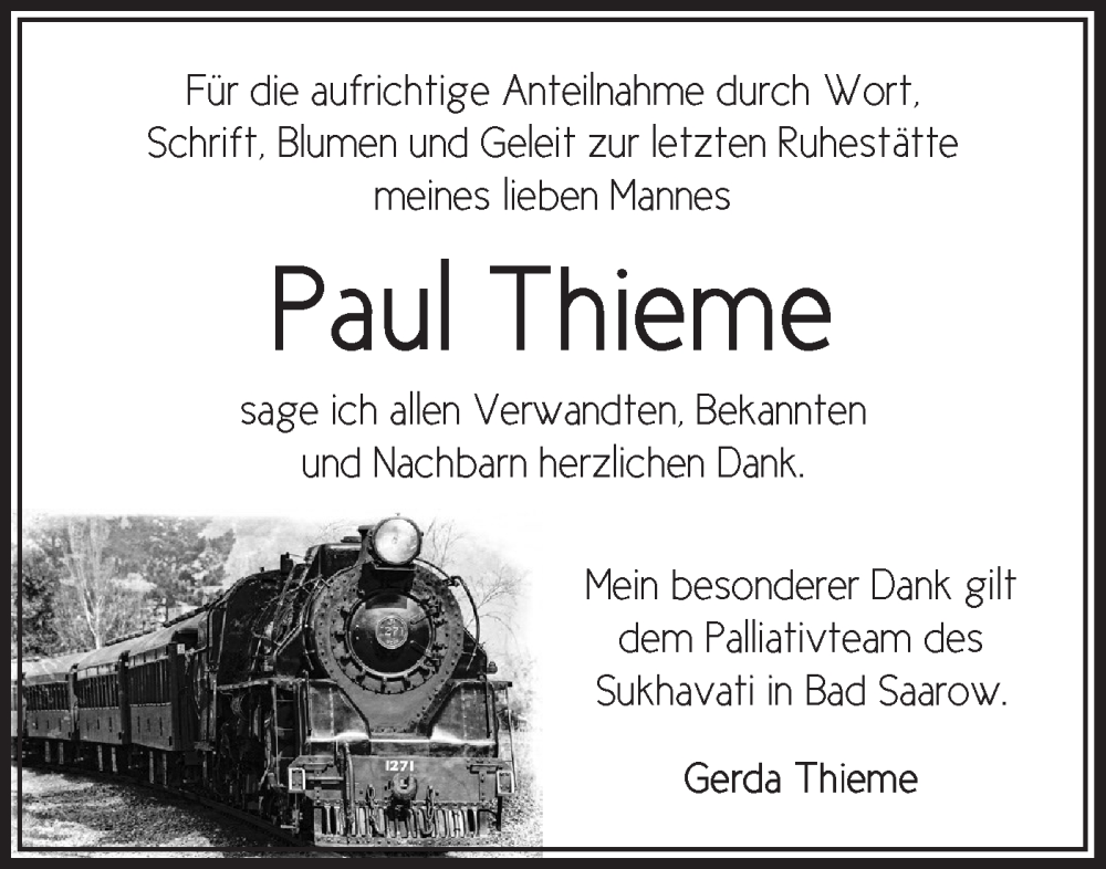 Traueranzeigen Von Paul Thieme M Rkische Onlinezeitung Trauerportal