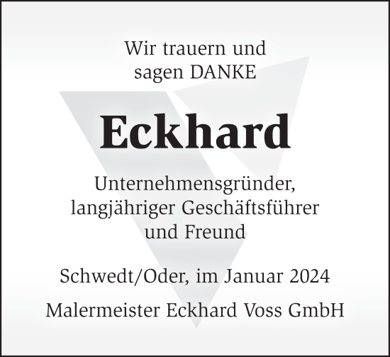 Traueranzeige von Eckhard  von Märkische Oderzeitung