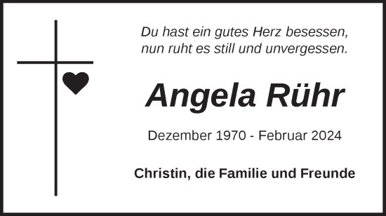 Traueranzeige von Angela Rühr von Märkische Oderzeitung