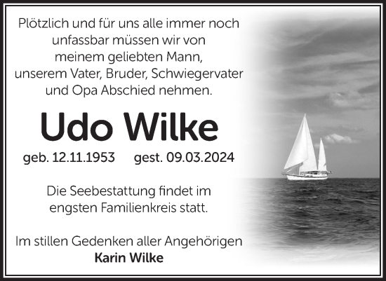 Traueranzeige von Udo Wilke von Märkische Oderzeitung