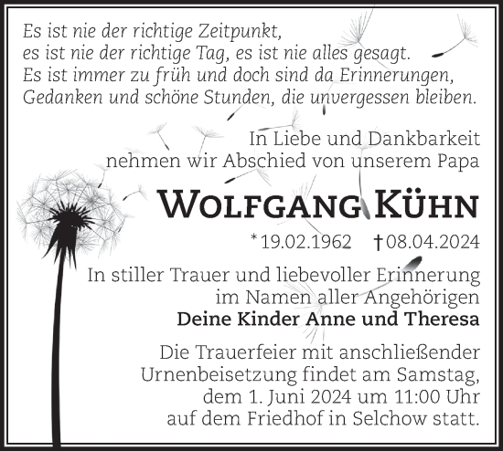 Traueranzeige von Wolfgang Kühn von Märkische Oderzeitung