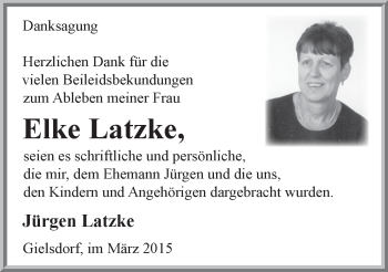 Traueranzeige von Elke Latzke von Märkische Oderzeitung