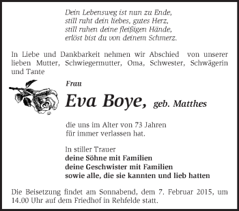 Traueranzeige von Eva Boye von Märkische Oderzeitung