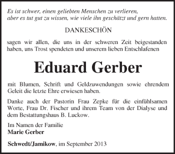 Traueranzeige von Fritz Dolling von Märkische Oderzeitung