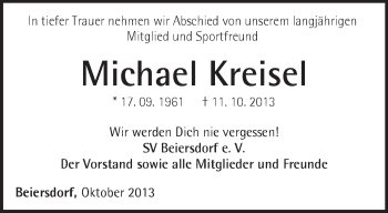 Traueranzeige von Michael Kreisel von Märkische Oderzeitung