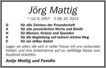 Traueranzeige von Jörg Mattig von Märkische Oderzeitung