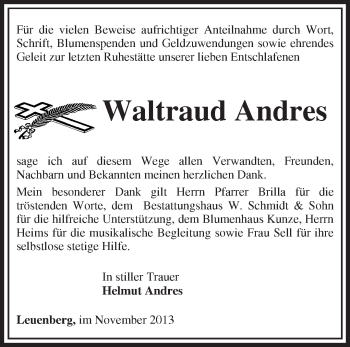 Traueranzeige von Waltraud Andres von Märkische Oderzeitung