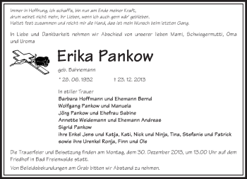 Traueranzeige von Hildegard Workert von Märkische Oderzeitung