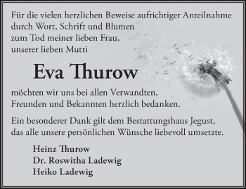 Traueranzeige von Eva Thurow von Märkische Oderzeitung