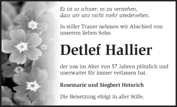 Traueranzeige von Detlef Hallier von Märkische Oderzeitung