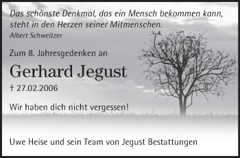 Traueranzeige von Gerhard Jegust von Märkische Oderzeitung