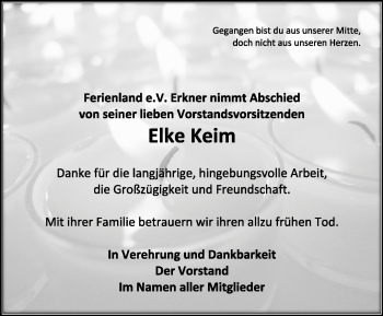 Traueranzeige von Elke Keim von Märkische Oderzeitung