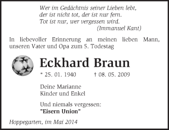 Traueranzeige von Eckhard Braun von Märkische Oderzeitung