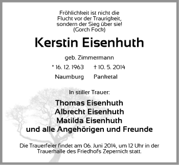 Traueranzeige von Kerstin Eisenhuth von Märkische Oderzeitung