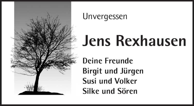  Traueranzeige für Jens Rexhausen vom 11.02.2015 aus Märkische Oderzeitung