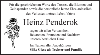 Traueranzeige von Heinz Penderok von Märkische Oderzeitung