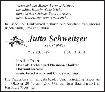 Traueranzeige von Margot Brenz von Märkische Oderzeitung