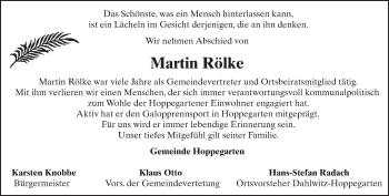 Traueranzeige von Martin Rölke von Märkische Oderzeitung