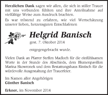 Traueranzeige von Helgrid Banisch von Märkische Oderzeitung