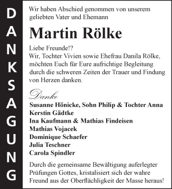 Traueranzeige von Martin Rölke von Märkische Oderzeitung