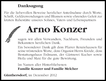 Traueranzeige von Arno Konzer von Märkische Oderzeitung