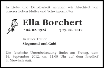 Traueranzeige von Ella Borchert von Märkische Oderzeitung