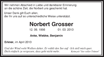 Traueranzeige von Norbert Grosser von Märkische Oderzeitung