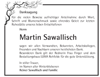 Traueranzeige von Martin Sawallisch von Märkische Oderzeitung