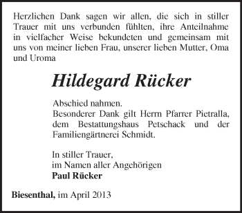 Traueranzeige von Hildegard Witte von Märkische Oderzeitung