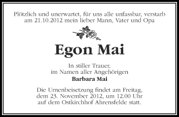 Traueranzeige von Egon Mai von Märkische Oderzeitung