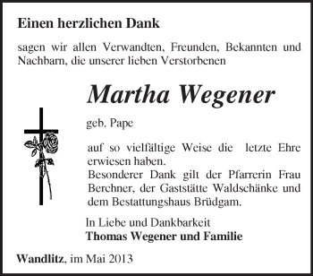 Traueranzeige von Manfred Krüger von Märkische Oderzeitung