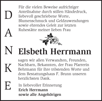 Traueranzeige von Elsbeth Herrmann von Märkische Oderzeitung