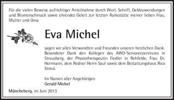 Traueranzeige von Eva Michel von Märkische Oderzeitung
