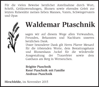 Traueranzeige von Waldemar Plaschnik von Märkische Oderzeitung